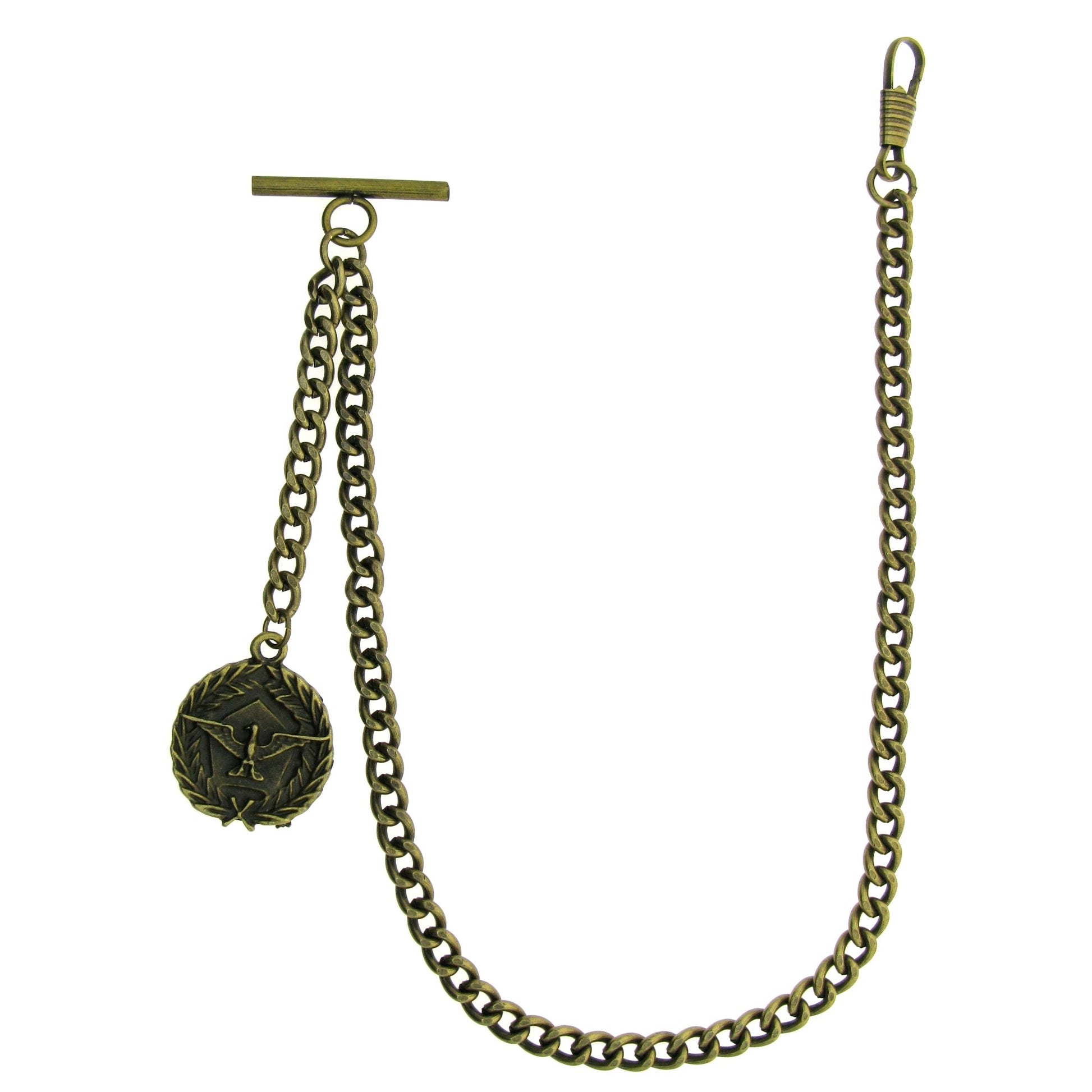 Albert Chain Antique Brass Plating with US Eagle Medal Design Fob AC22