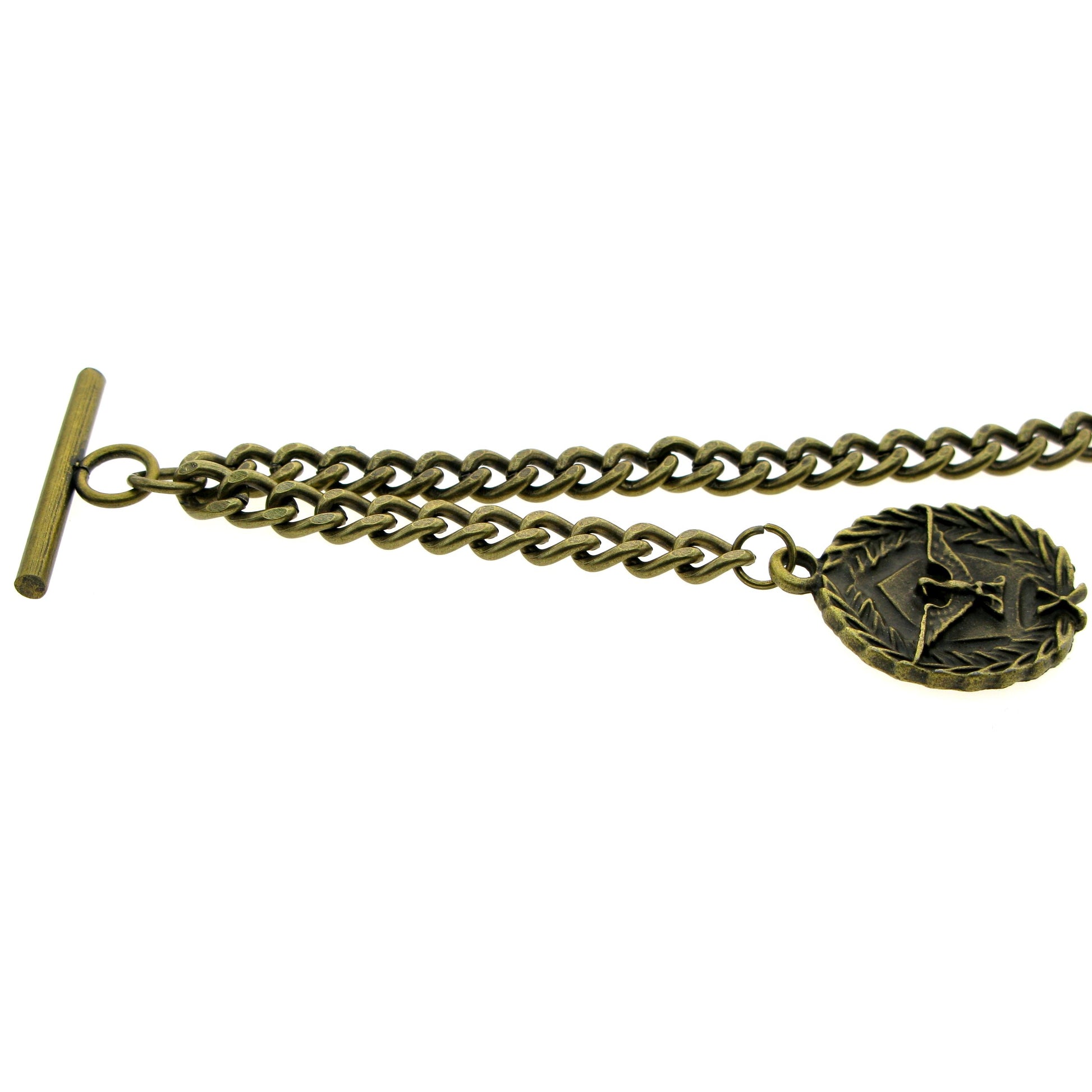 Albert Chain Antique Brass Plating with US Eagle Medal Design Fob AC22