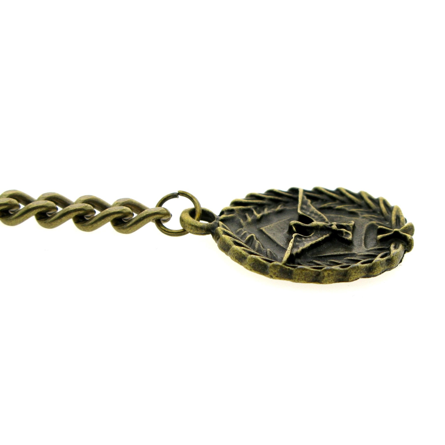 Albert Chain Antique Brass Plating with US Eagle Medal Design Fob AC22