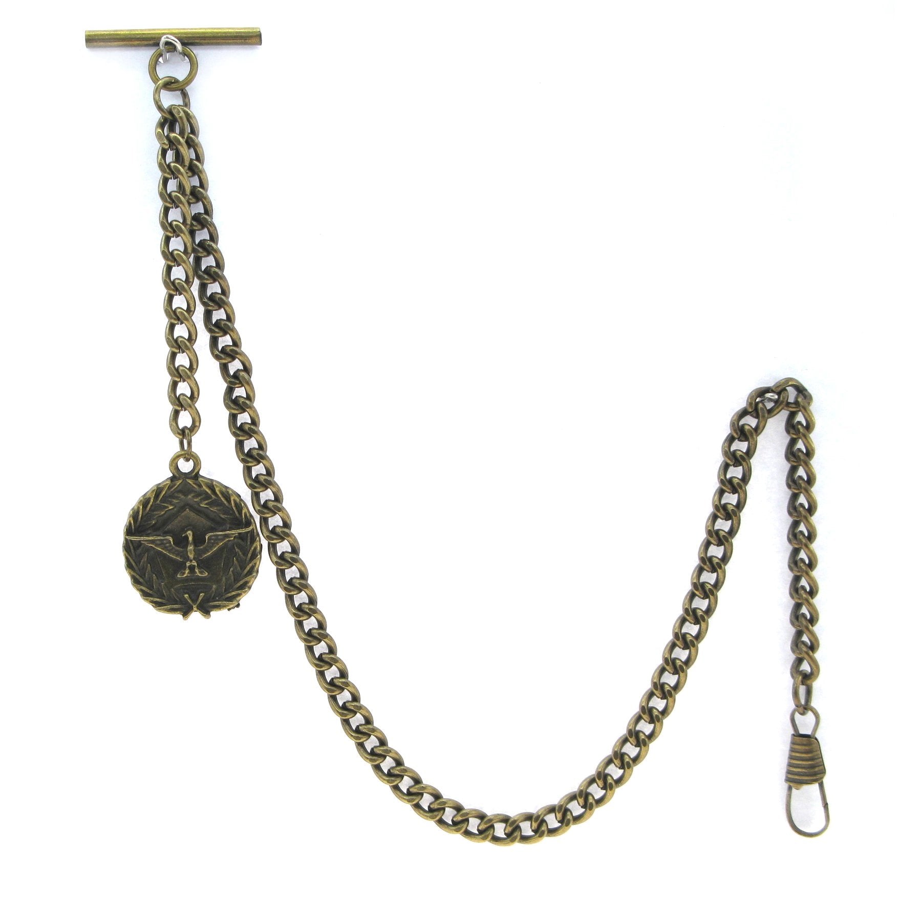 Albert Chain Antique Brass Plating with US Eagle Medal Design Fob AC22
