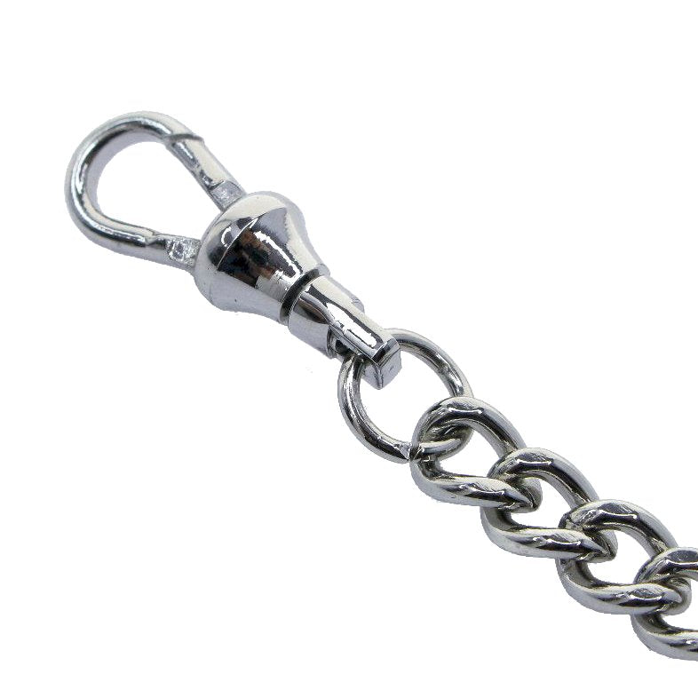 watchvshop Pocket Watch Chain Albert Chain Silver Color Curb Link Fob Brass Chain with Swivel Clip Lobster Clasp FC03