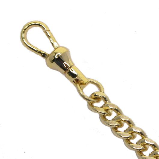 Gold Color Pocket Watch Chain with Lobster Clasp & Albert Swivel Clasp FC04