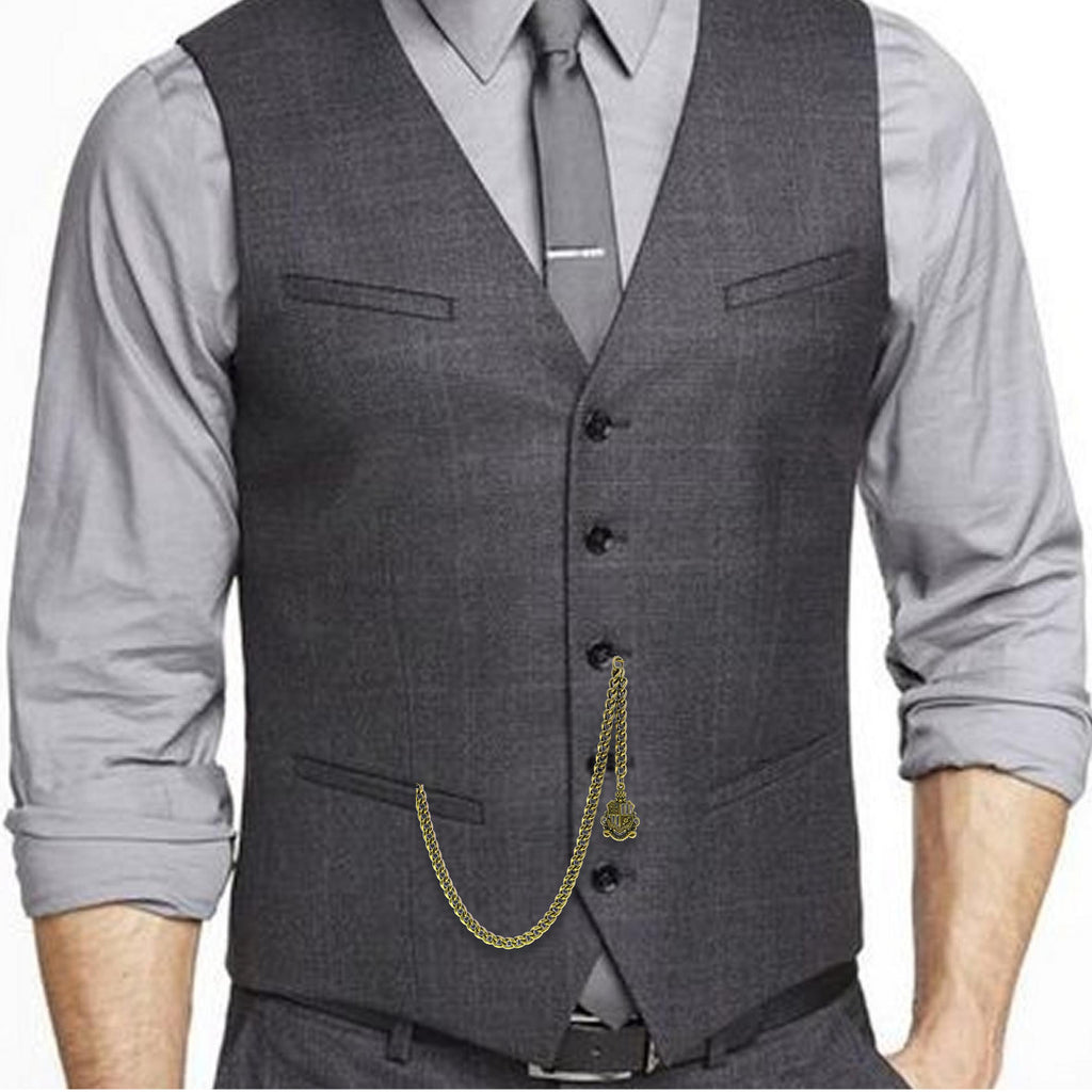 Bronze Design Albert Chain with Crest Design Fob AC11