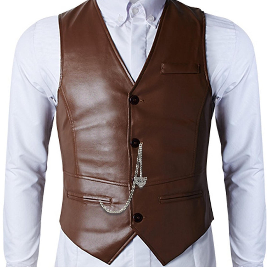 Silver Color Albert Chain with Leopard Design Fob AC13