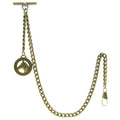 Albert Chain Pocket Watch Chains for Men Antique Brass Plating with Horse Design Fob T Bar AC03