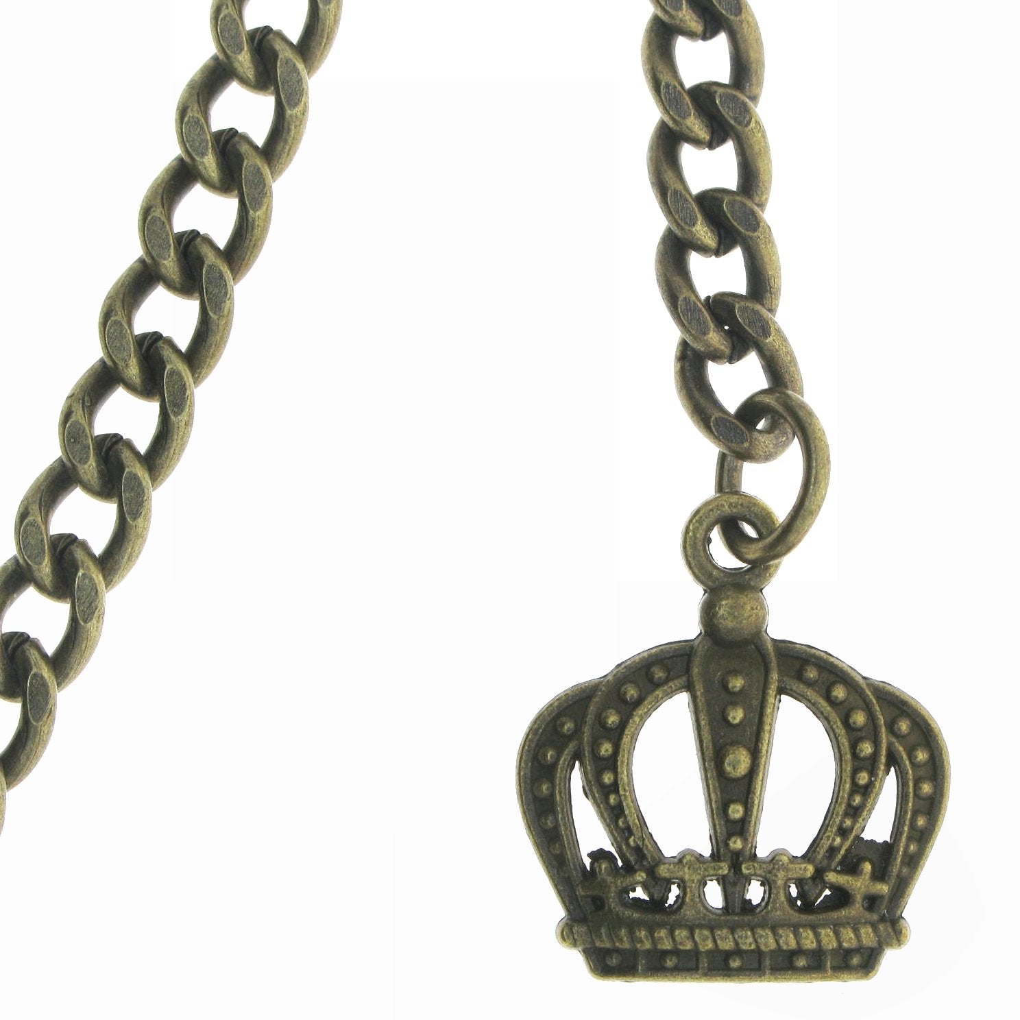 Albert Chain Pocket Watch Chains for Men Antique Brass Plating with Crown Design Fob T Bar AC05