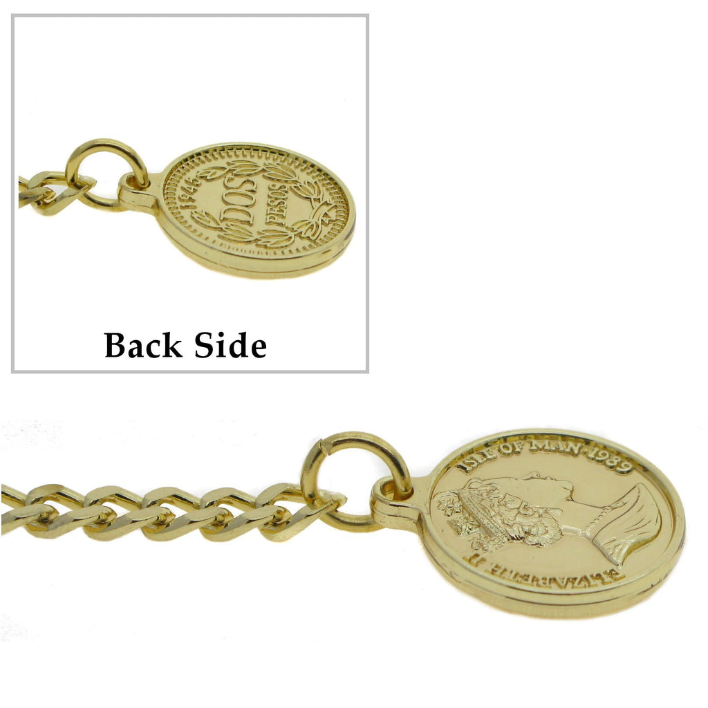 Gold color Albert Chain with Queen Elizabeth II Coin Design Fob AC100