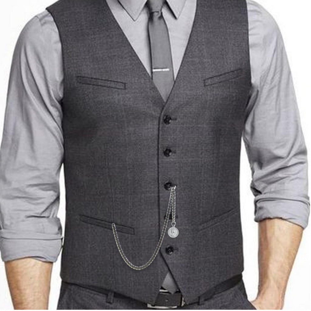 Silver Color Albert chain with Queen Elizabeth Coin Design Fob AC101