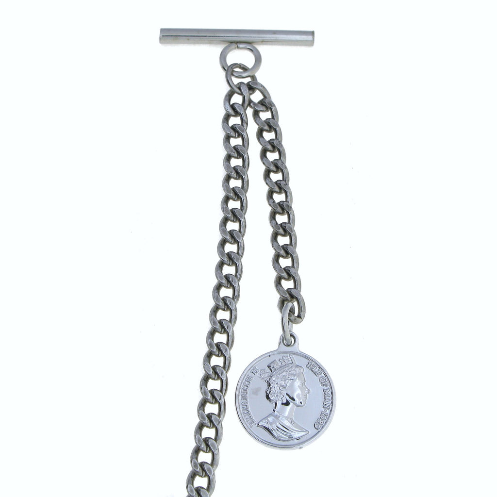 Silver Color Albert chain with Queen Elizabeth Coin Design Fob AC101