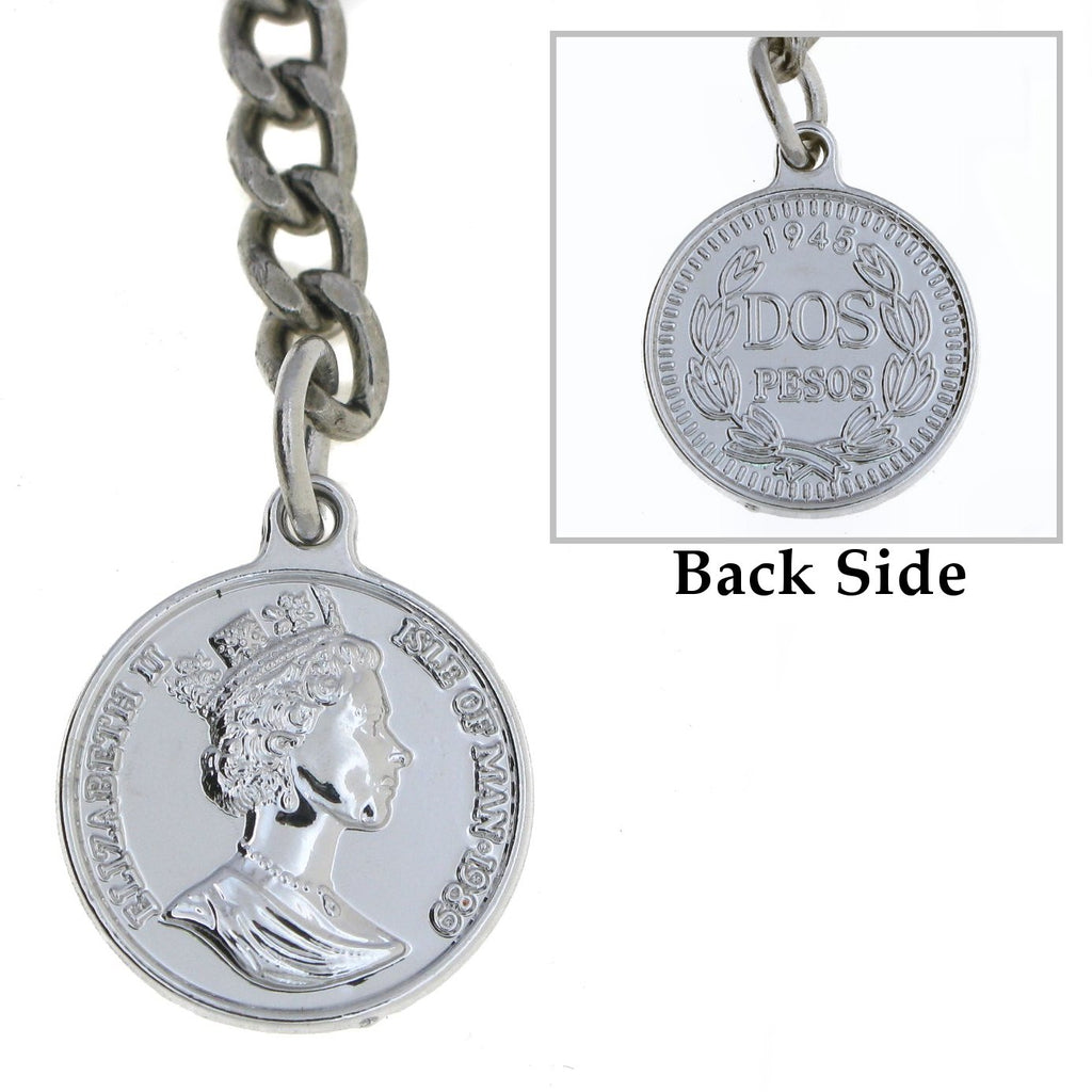Silver Color Albert chain with Queen Elizabeth Coin Design Fob AC101