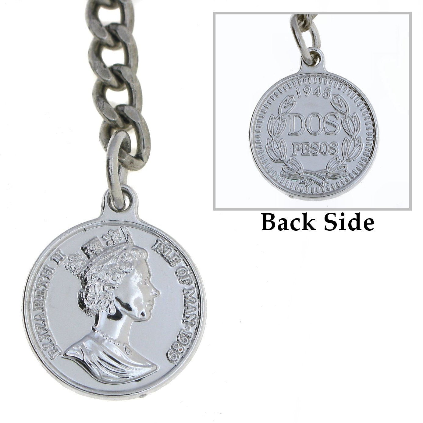 Silver Color Albert chain with Queen Elizabeth Coin Design Fob AC101