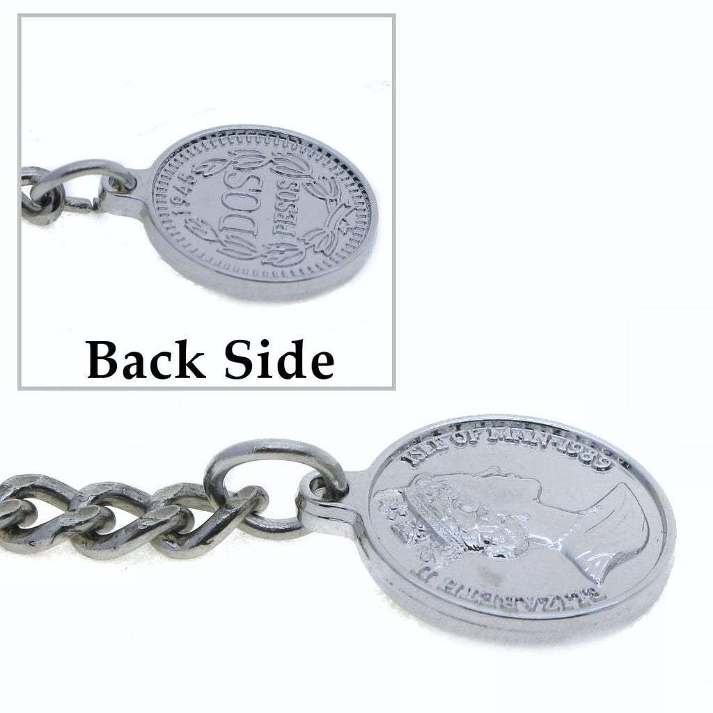 Silver Color Albert chain with Queen Elizabeth Coin Design Fob AC101