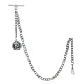 Silver Albert Chain with Queen Coin Design Fob