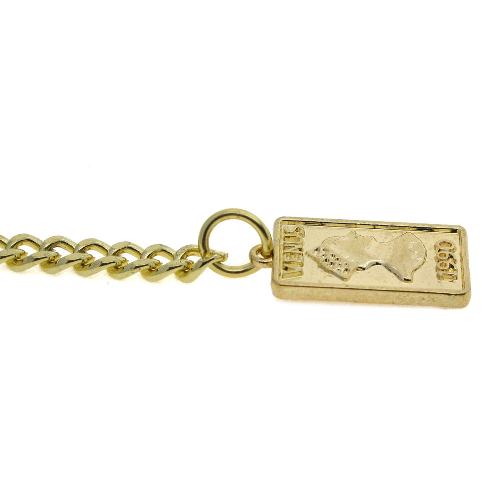 Gold Color Albert Chain with Venus 1990 Rectangular Medal Design Fob AC102