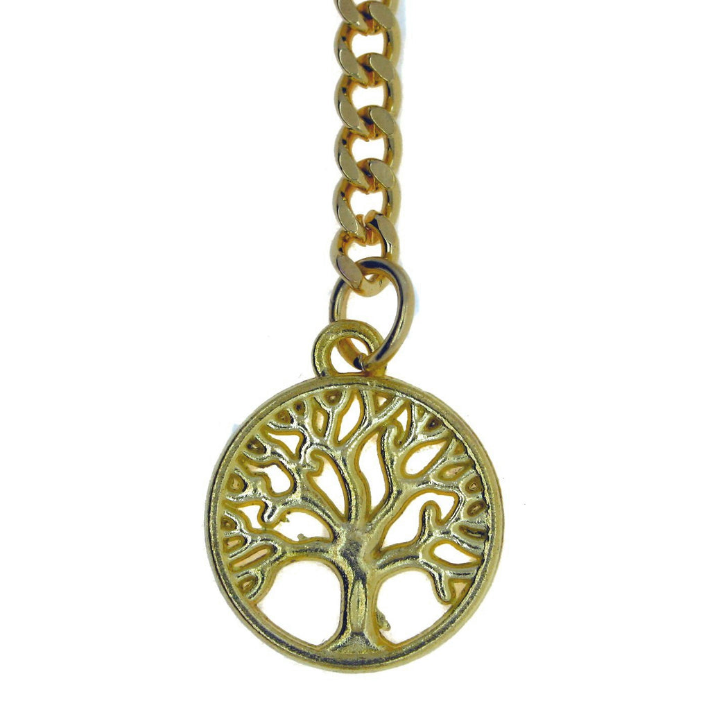 Gold Color Albert Chain with Life Tree Medal Design Fob AC103