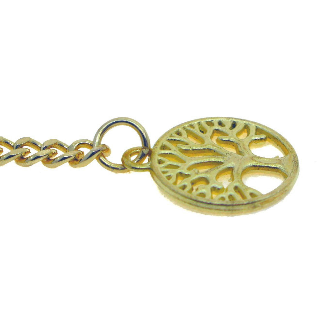 Gold Color Albert Chain with Life Tree Medal Design Fob AC103