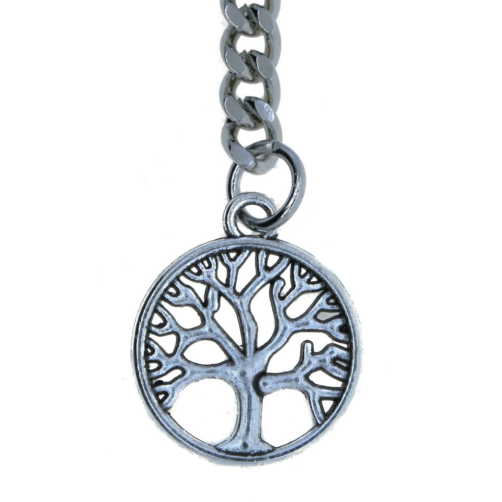 Silver Albert Chain with Life Tree Medal Fob AC104
