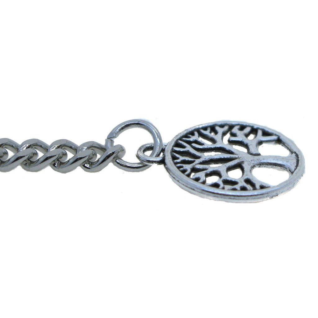 Silver Albert Chain with Life Tree Medal Fob AC104