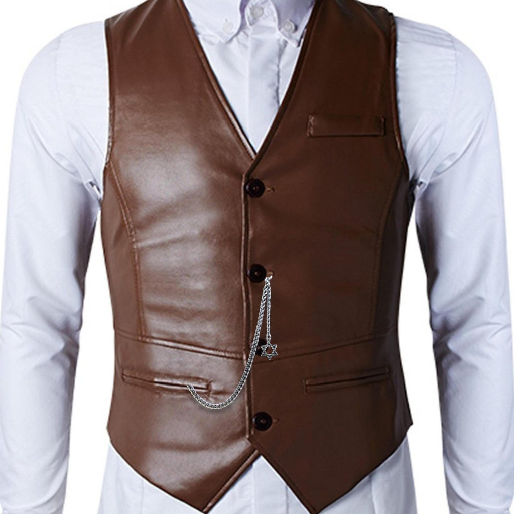 Silver Albert Chain with Star of David Design Fob AC105