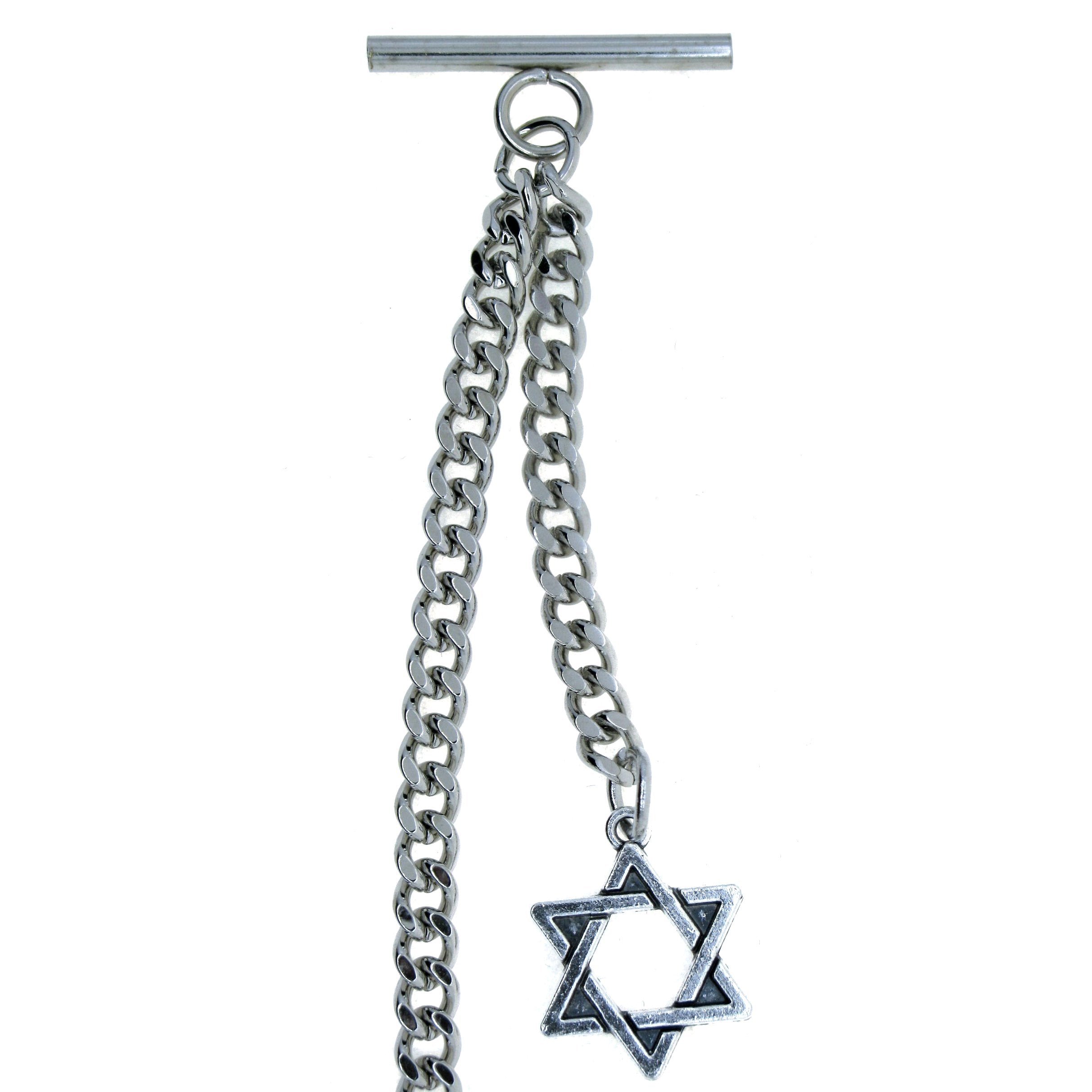 Silver Albert Chain with Star of David Design Fob AC105