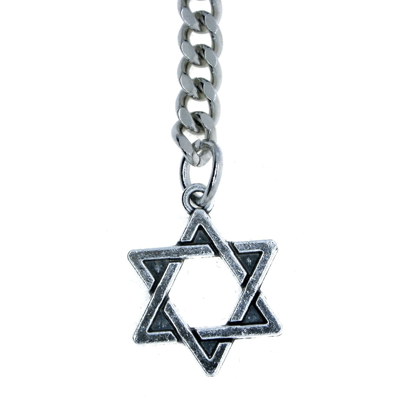 Silver Albert Chain with Star of David Design Fob AC105