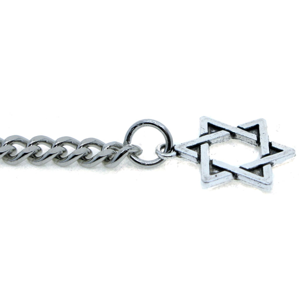 Silver Albert Chain with Star of David Design Fob AC105