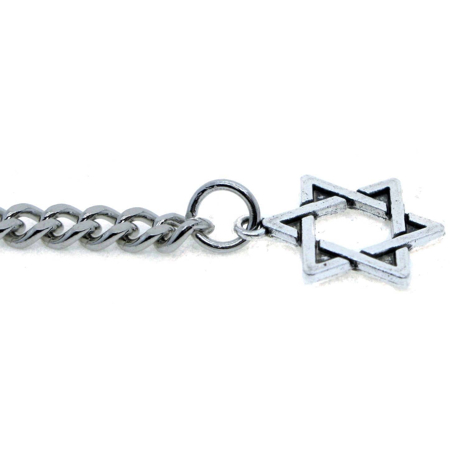 Silver Albert Chain with Star of David Design Fob AC105