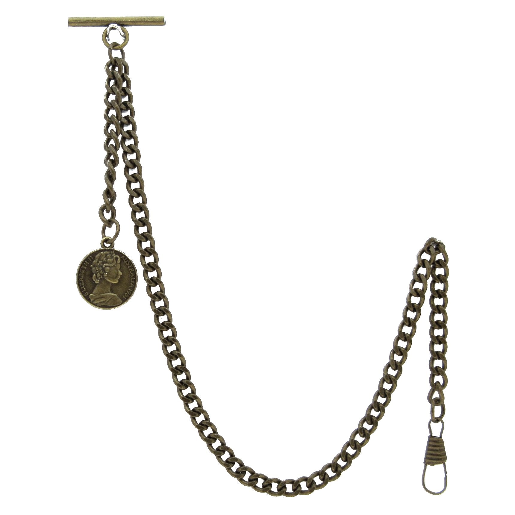 Bronze Albert Chain with Queen Coin Design Fob