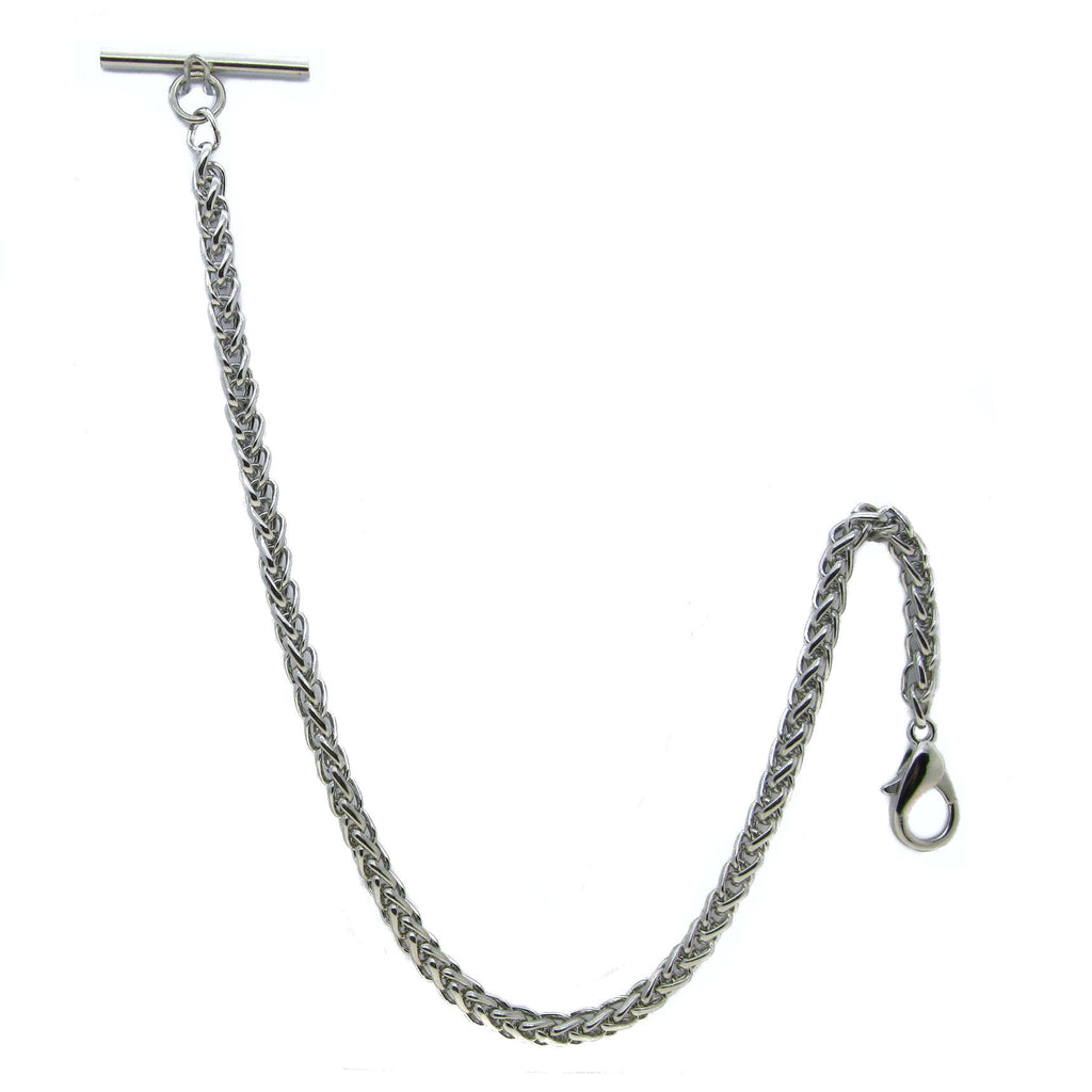 Silver Albert Chain with Spiga Wheat Chain