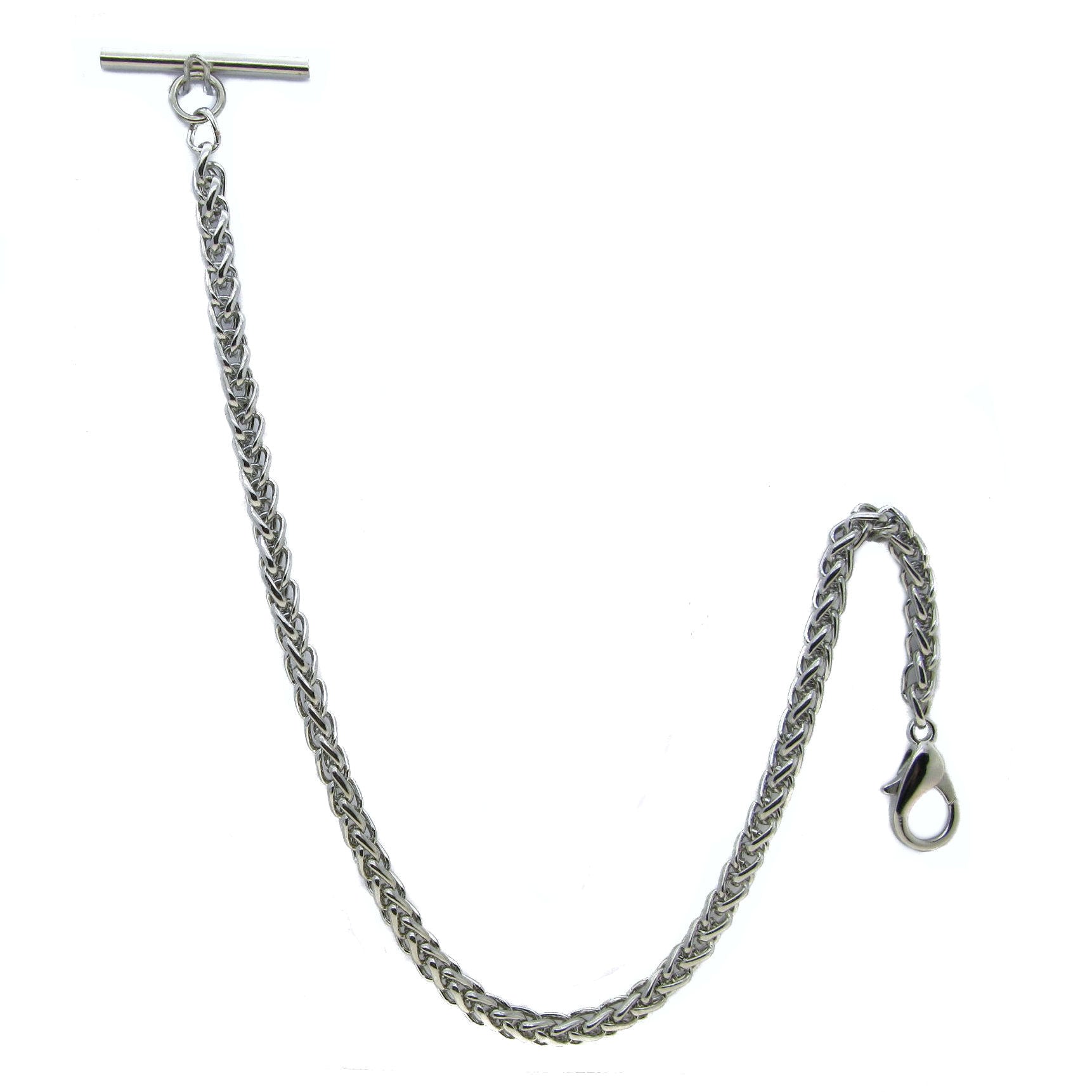 Silver Albert Chain with Spiga Wheat Chain
