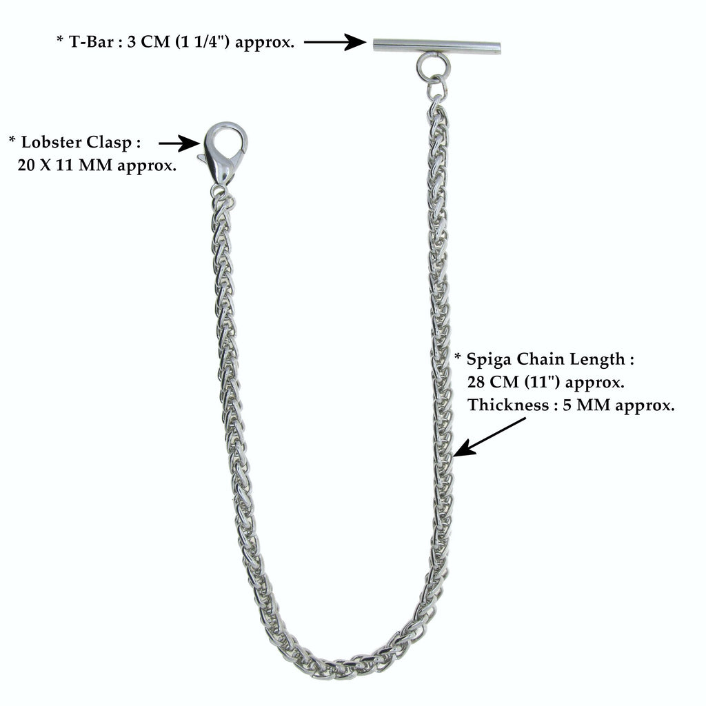 Silver Color Albert Chain with Heavy Wheat Spiga Rope Chain AC107