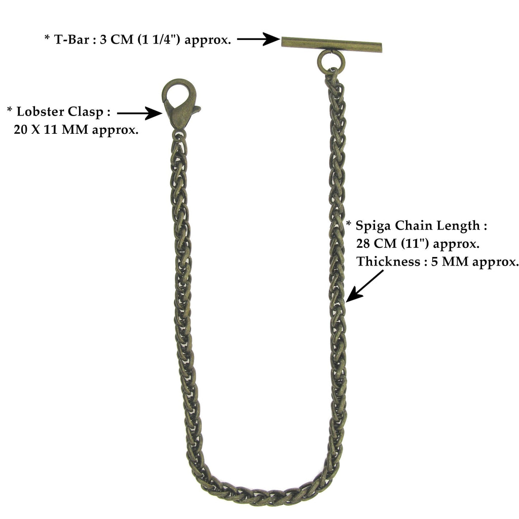 Bronze Color Albert Chain with Wheat Spiga Rope Chain AC109