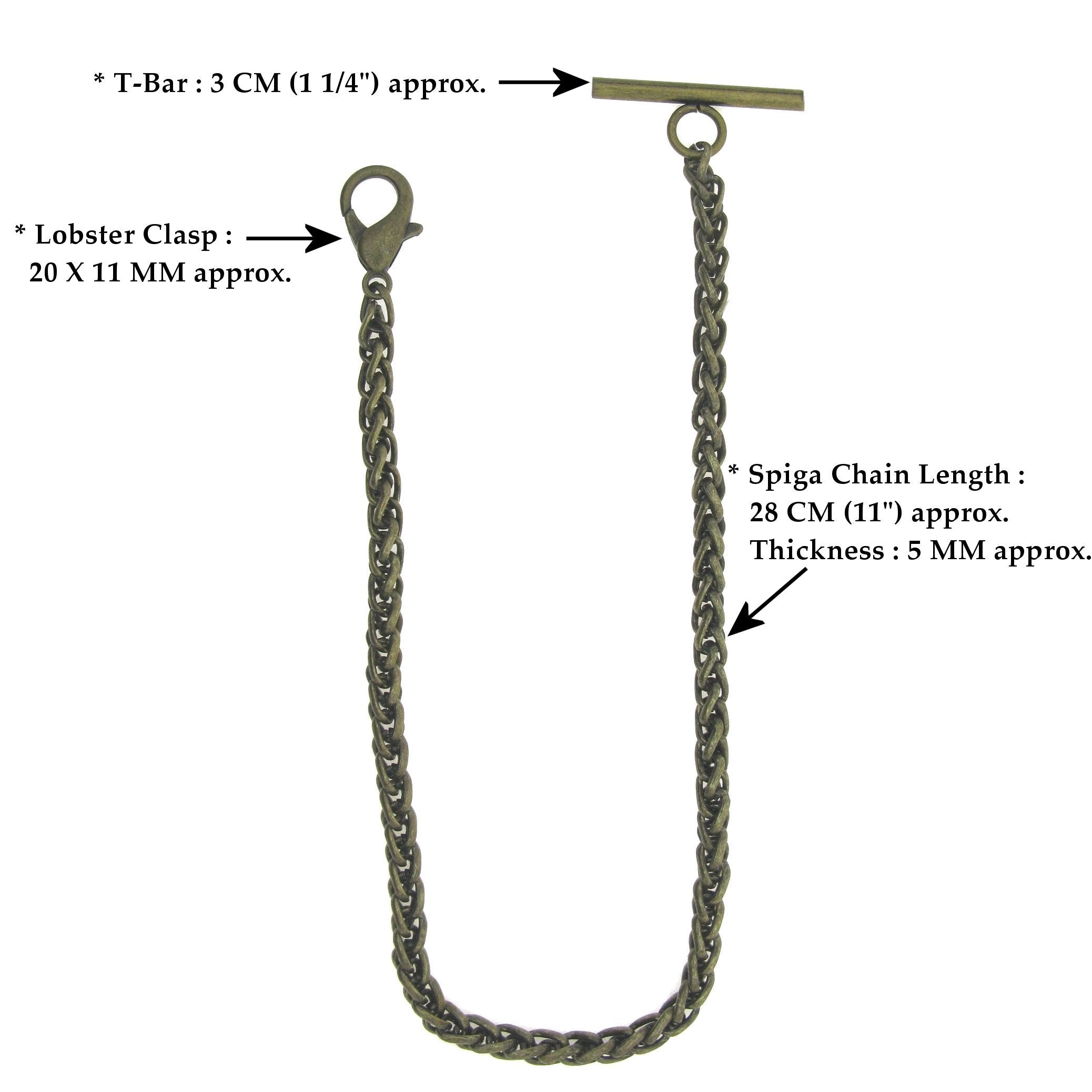 Bronze Color Albert Chain with Wheat Spiga Rope Chain AC109