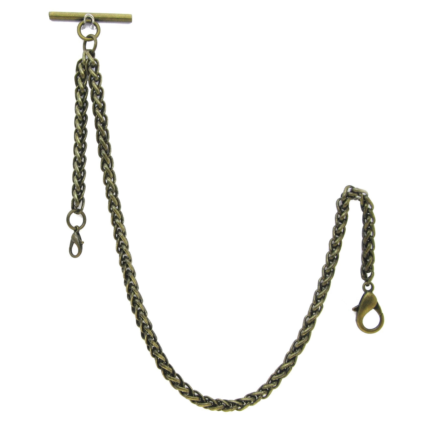 Bronze Color Albert Chain with Spiga Wheat Chain