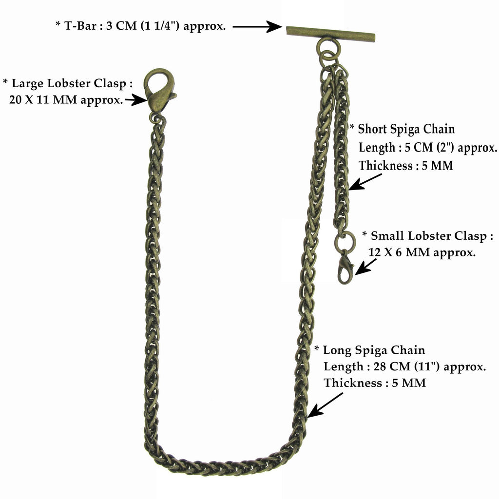 Bronze Color Albert Chain with Wheat Spiga Rope Chain AC110
