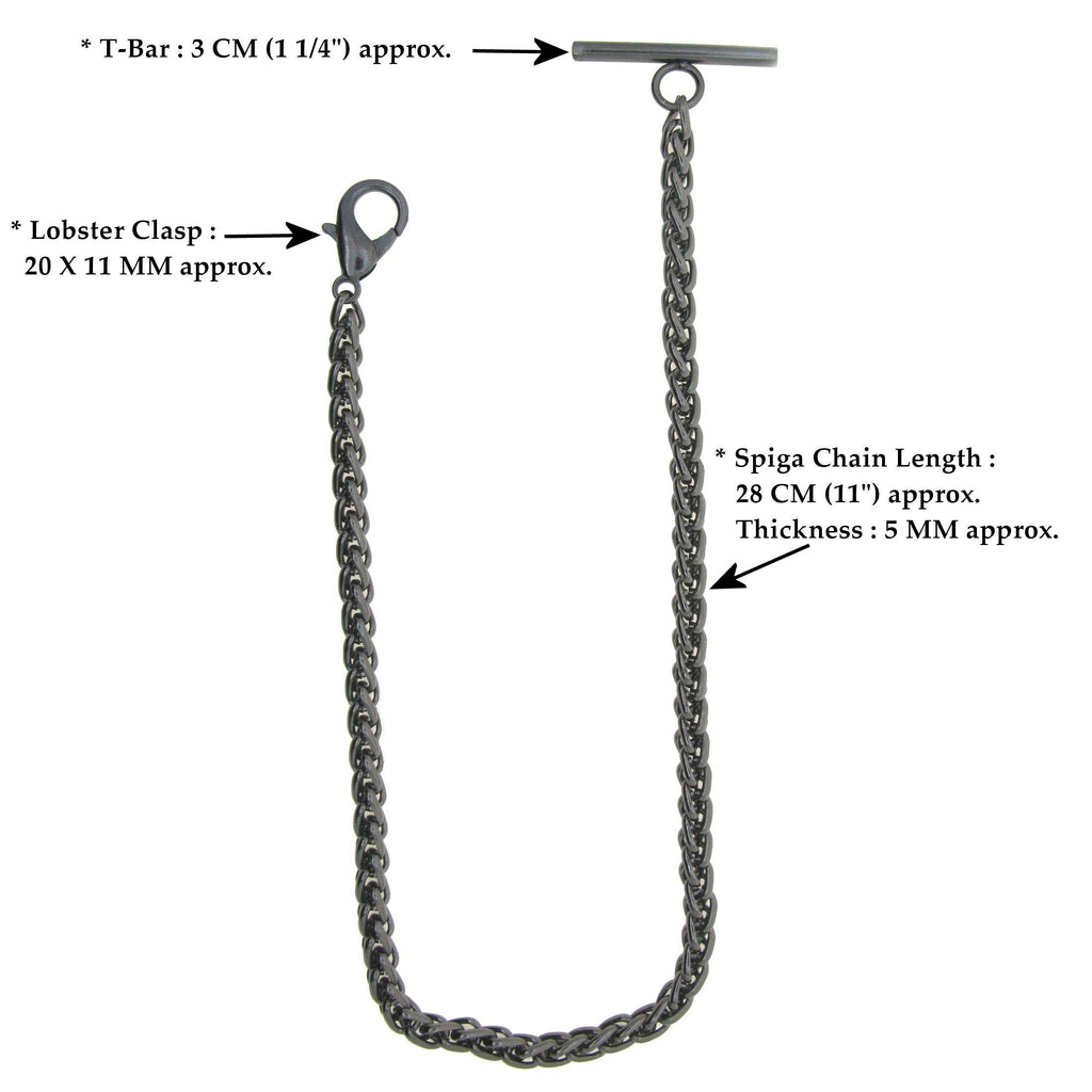 Black Gunmetal Color Albert Chain with Wheat Spiga Rope Chain AC111