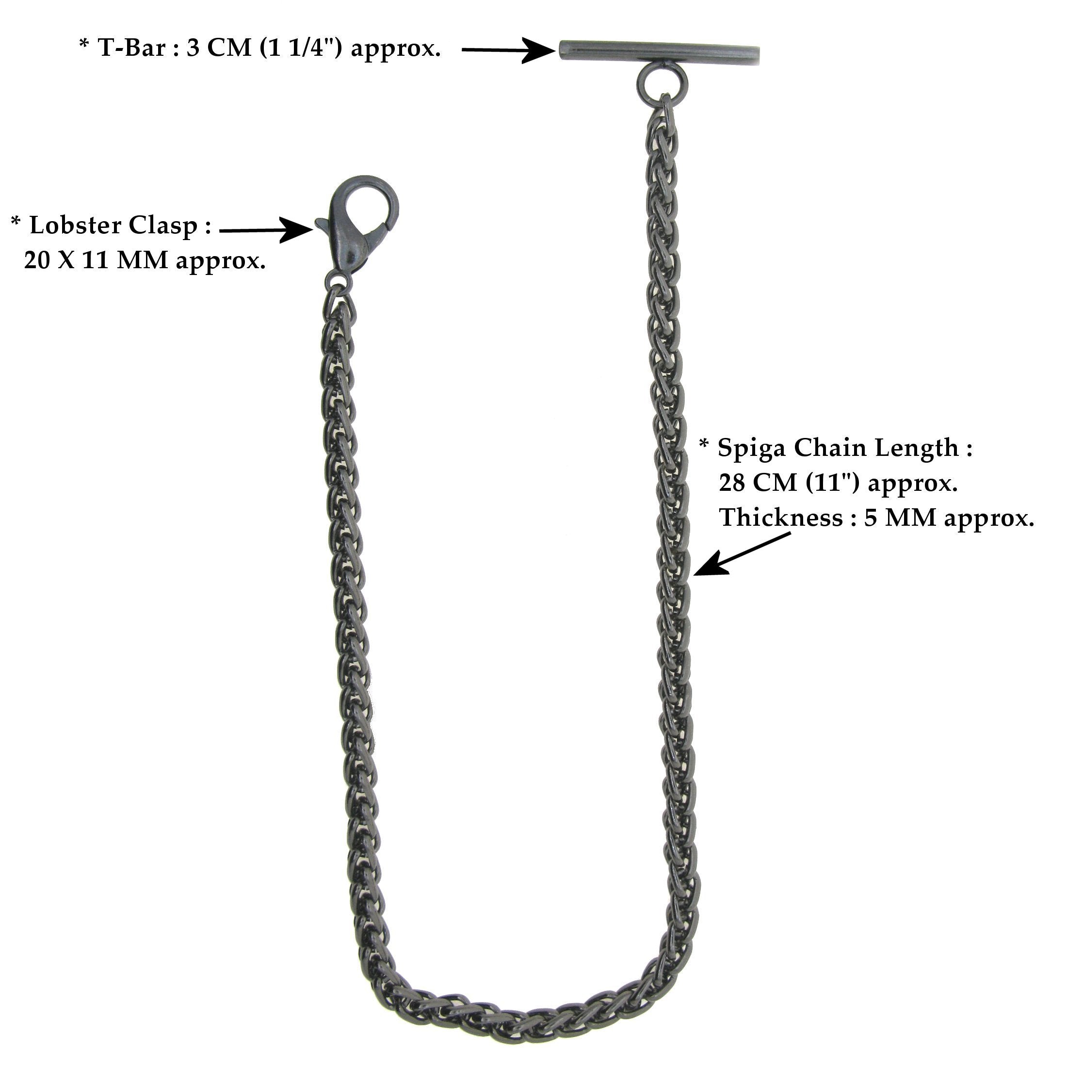 Black Gunmetal Color Albert Chain with Wheat Spiga Rope Chain AC111