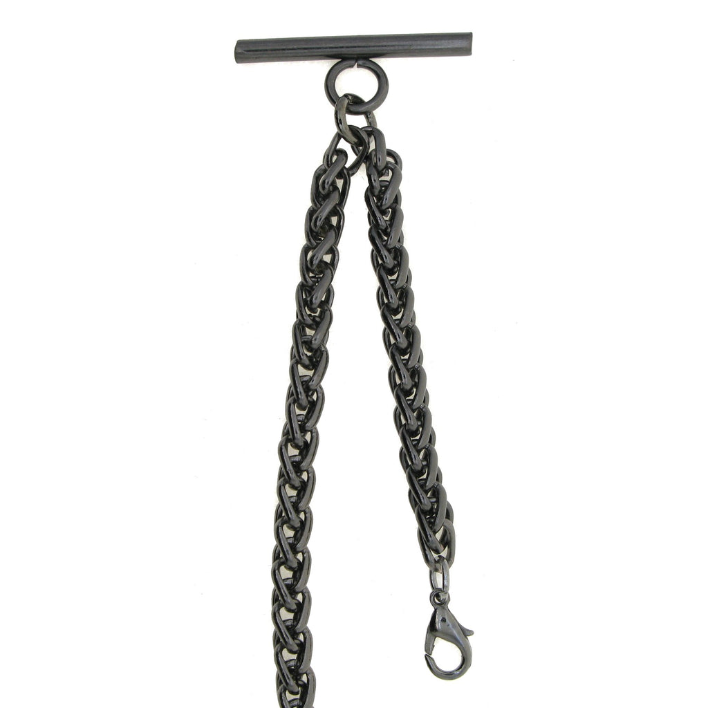 Black Gunmetal Color Albert Chain with Wheat Spiga Rope Chain AC112