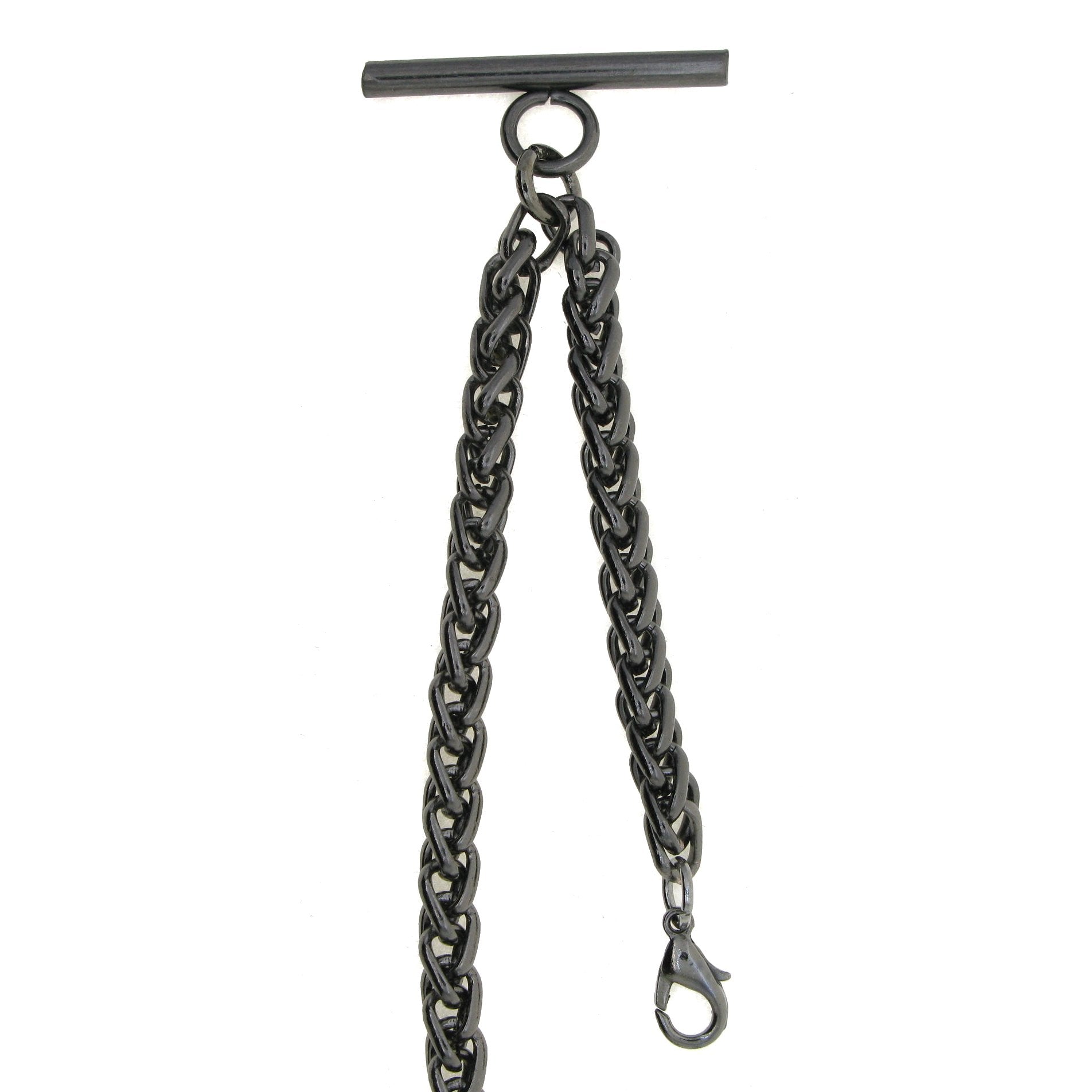 Black Gunmetal Color Albert Chain with Wheat Spiga Rope Chain AC112