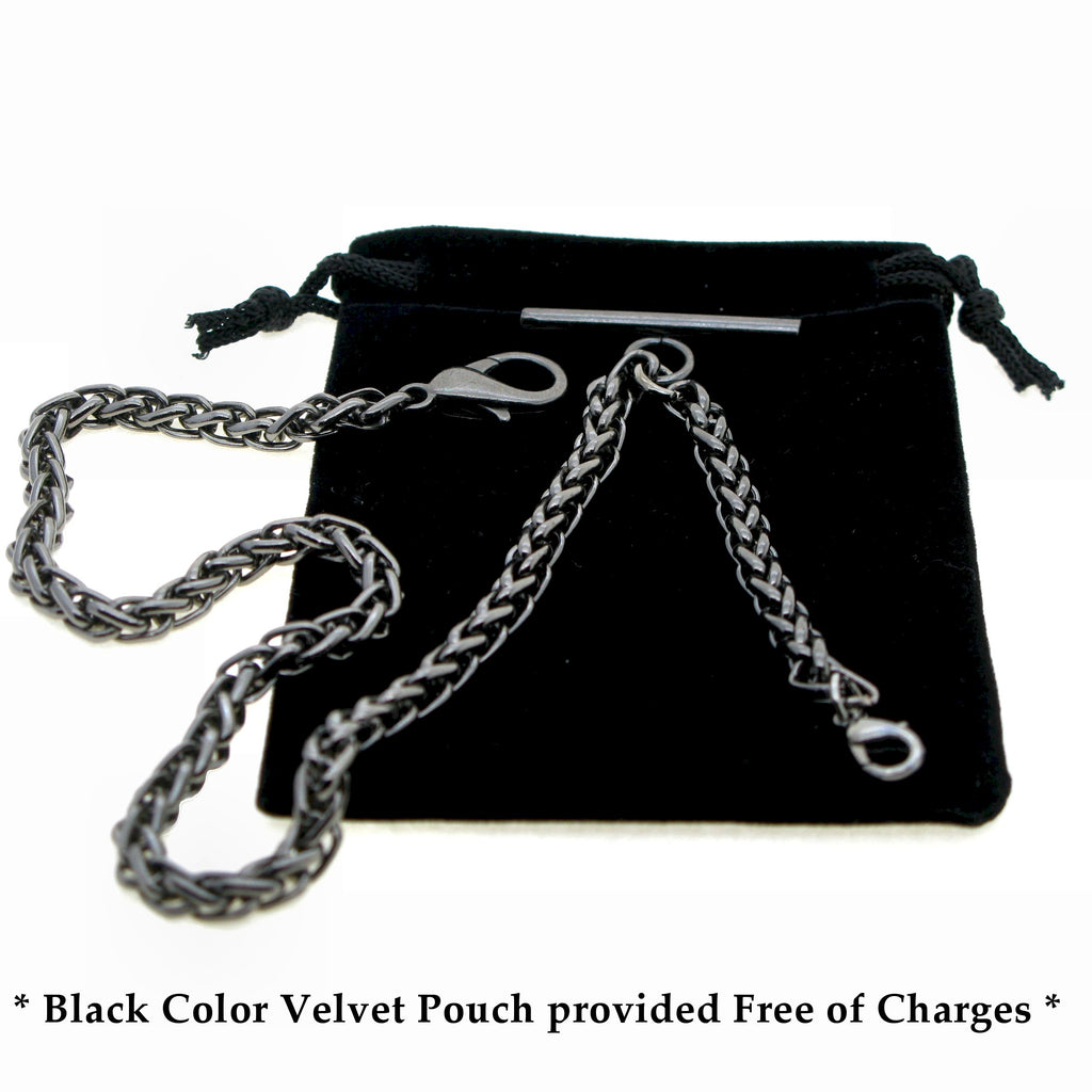 Black Gunmetal Color Albert Chain with Wheat Spiga Rope Chain AC112
