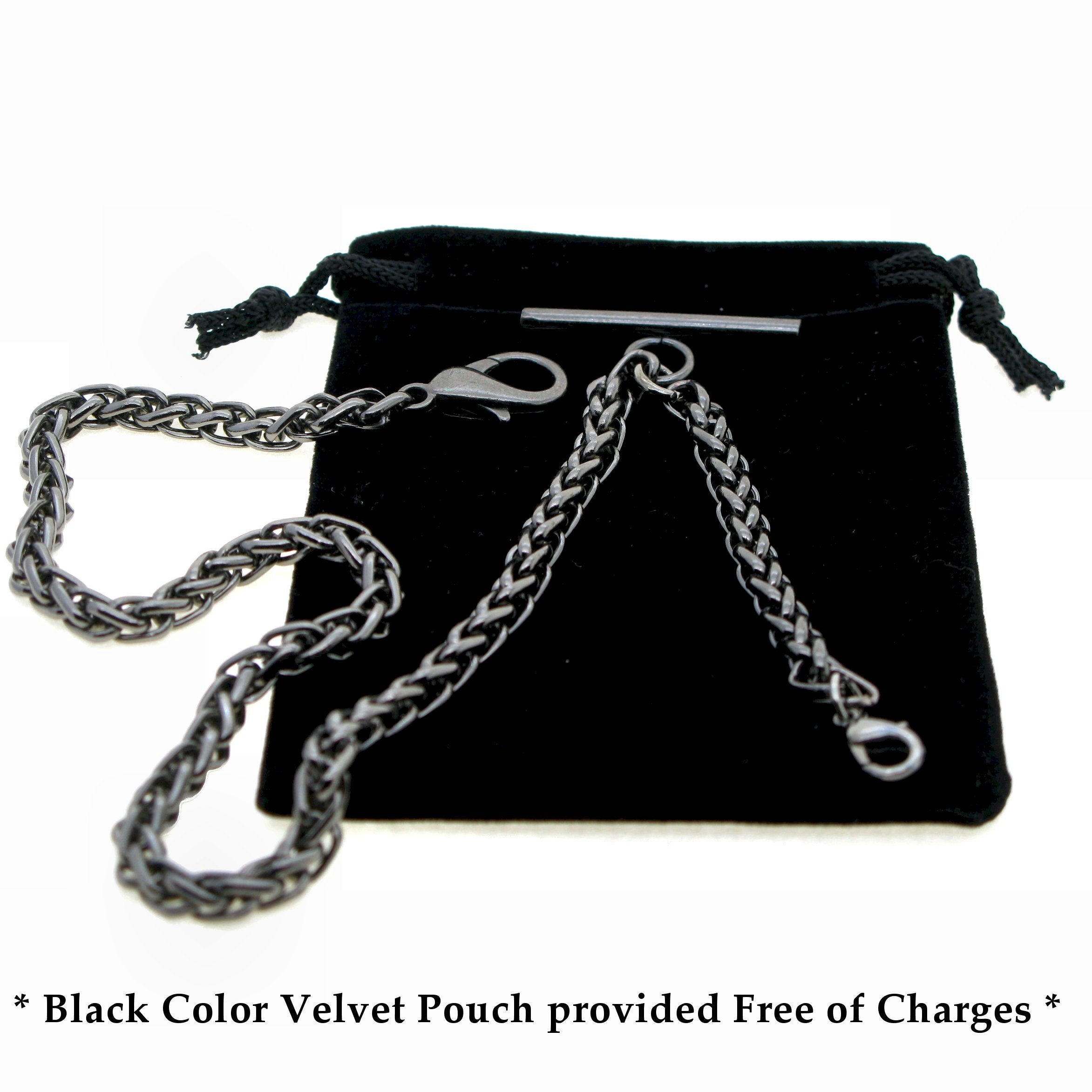 Black Gunmetal Color Albert Chain with Wheat Spiga Rope Chain AC112