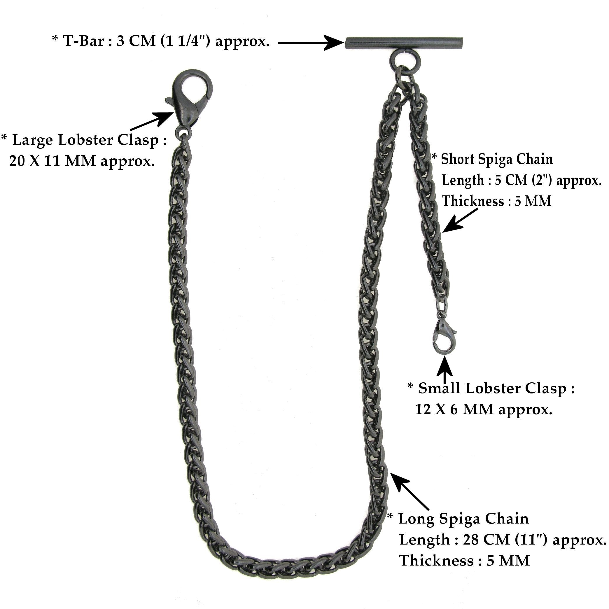 Black Gunmetal Color Albert Chain with Wheat Spiga Rope Chain AC112