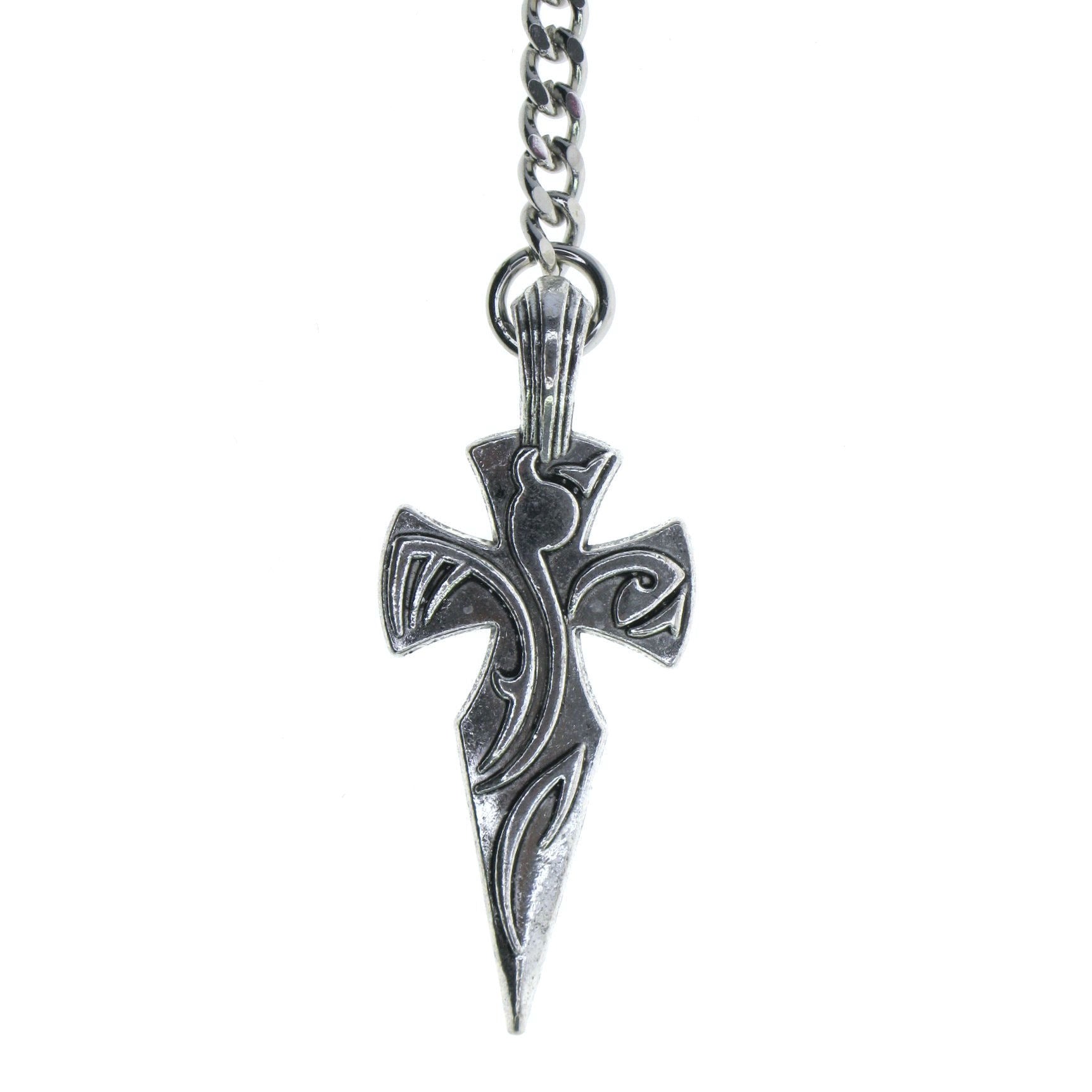 Silver Color Albert Chain with Heavy Big Size Religious Cross Design Fob AC113