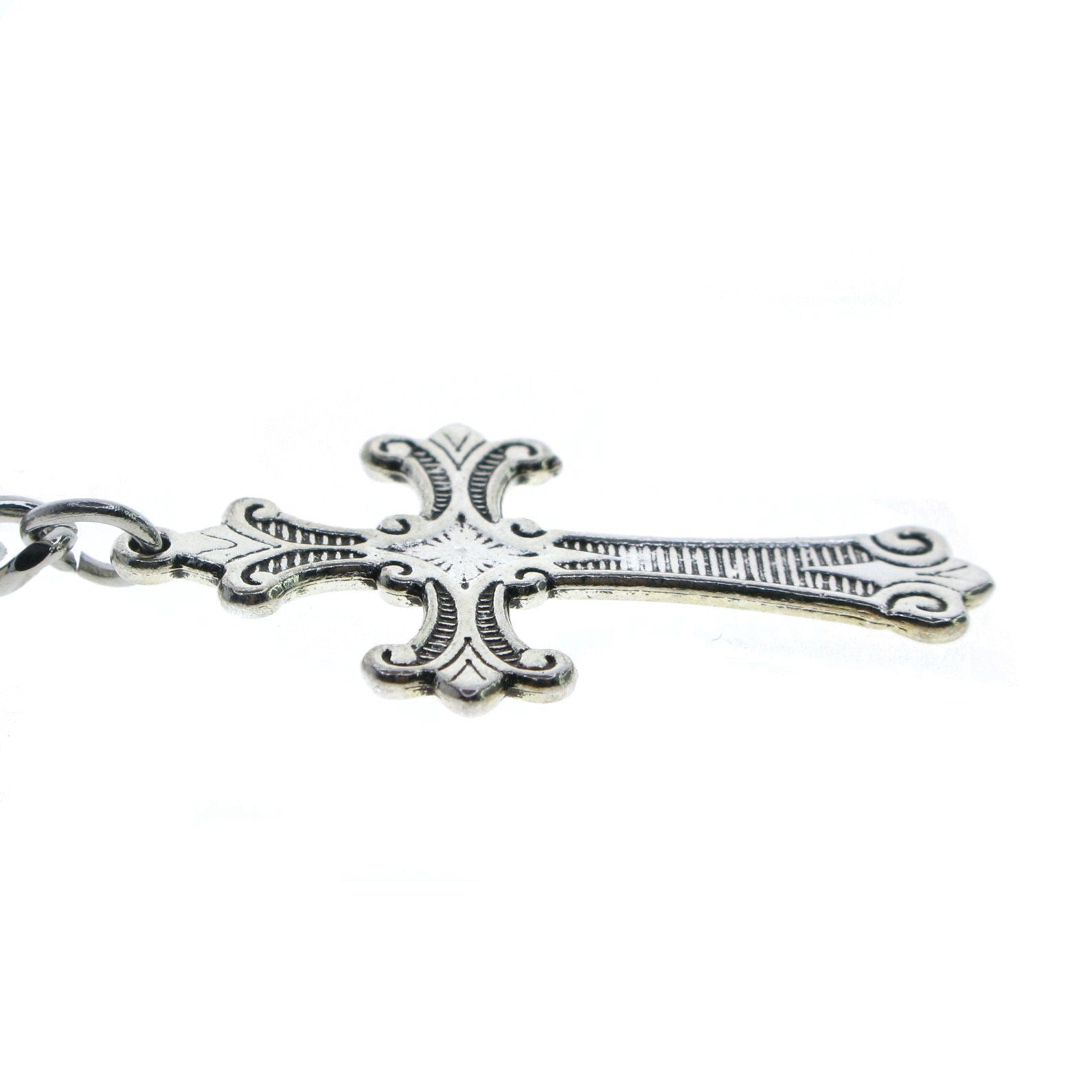Silver Color Albert Chain with Religious Cross Design Fob AC114