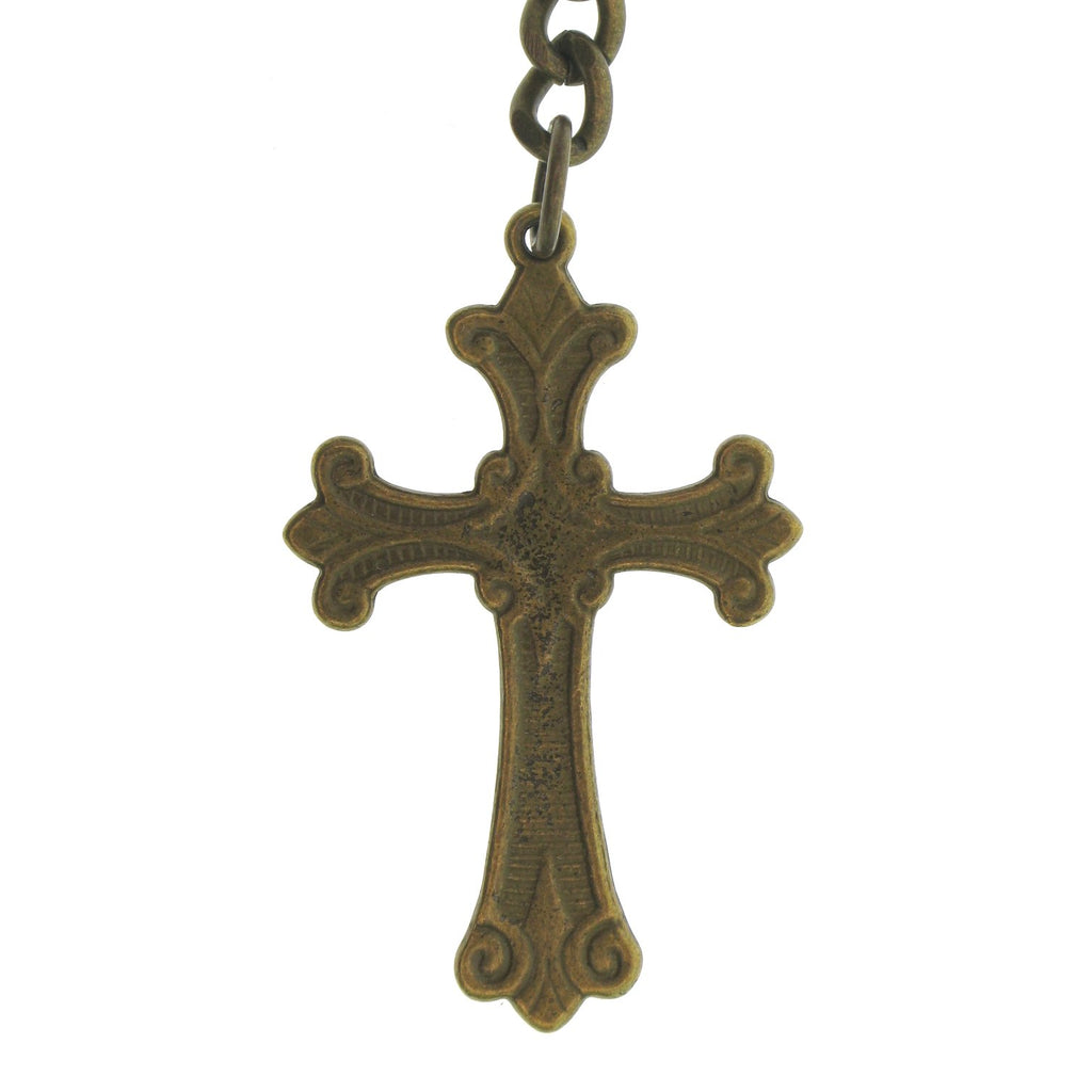 Bronze Color Albert Chain with Religious Cross Design Fob AC115