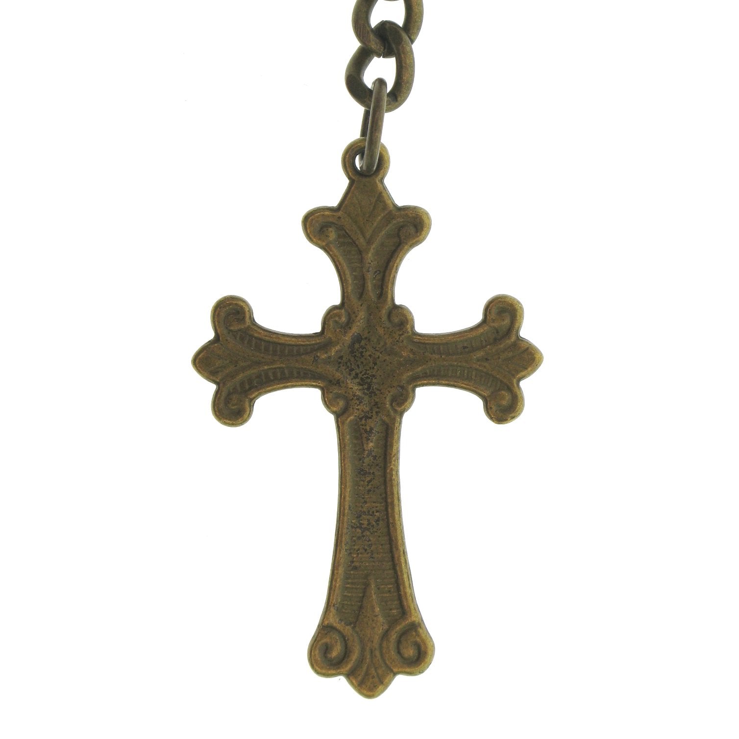 Bronze Color Albert Chain with Religious Cross Design Fob AC115