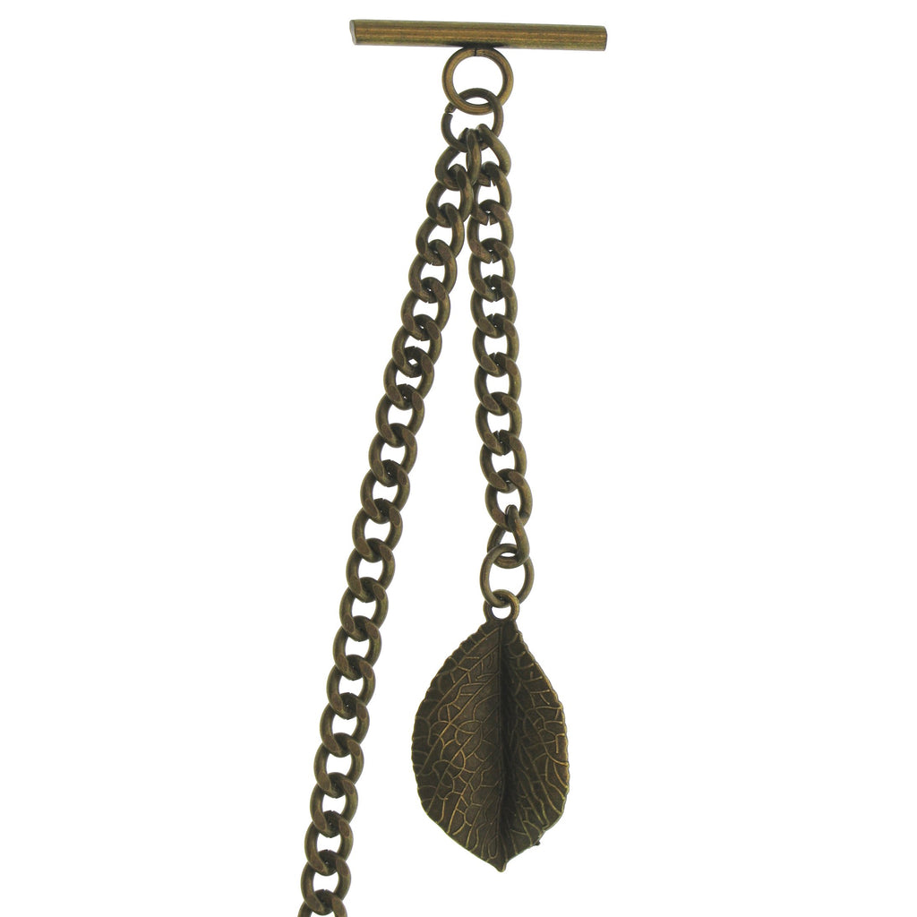 Bronze Color Albert Chain with Leaf Design Fob AC117