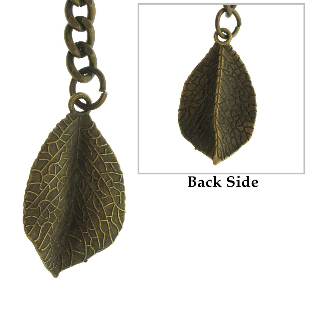 Bronze Color Albert Chain with Leaf Design Fob AC117