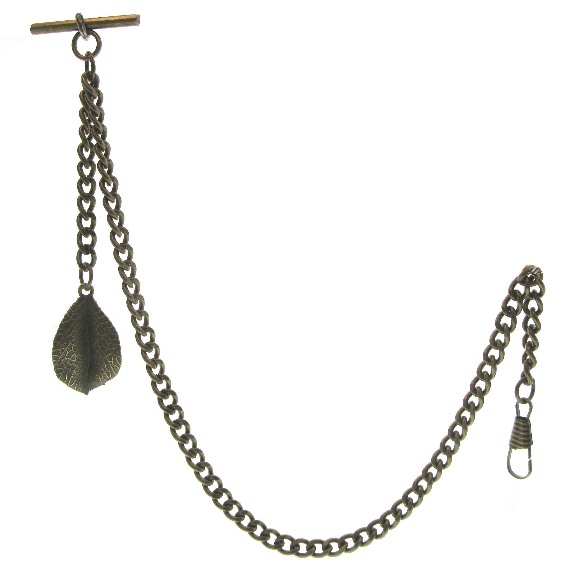 Bronze Albert Chain with leaf Design Fob