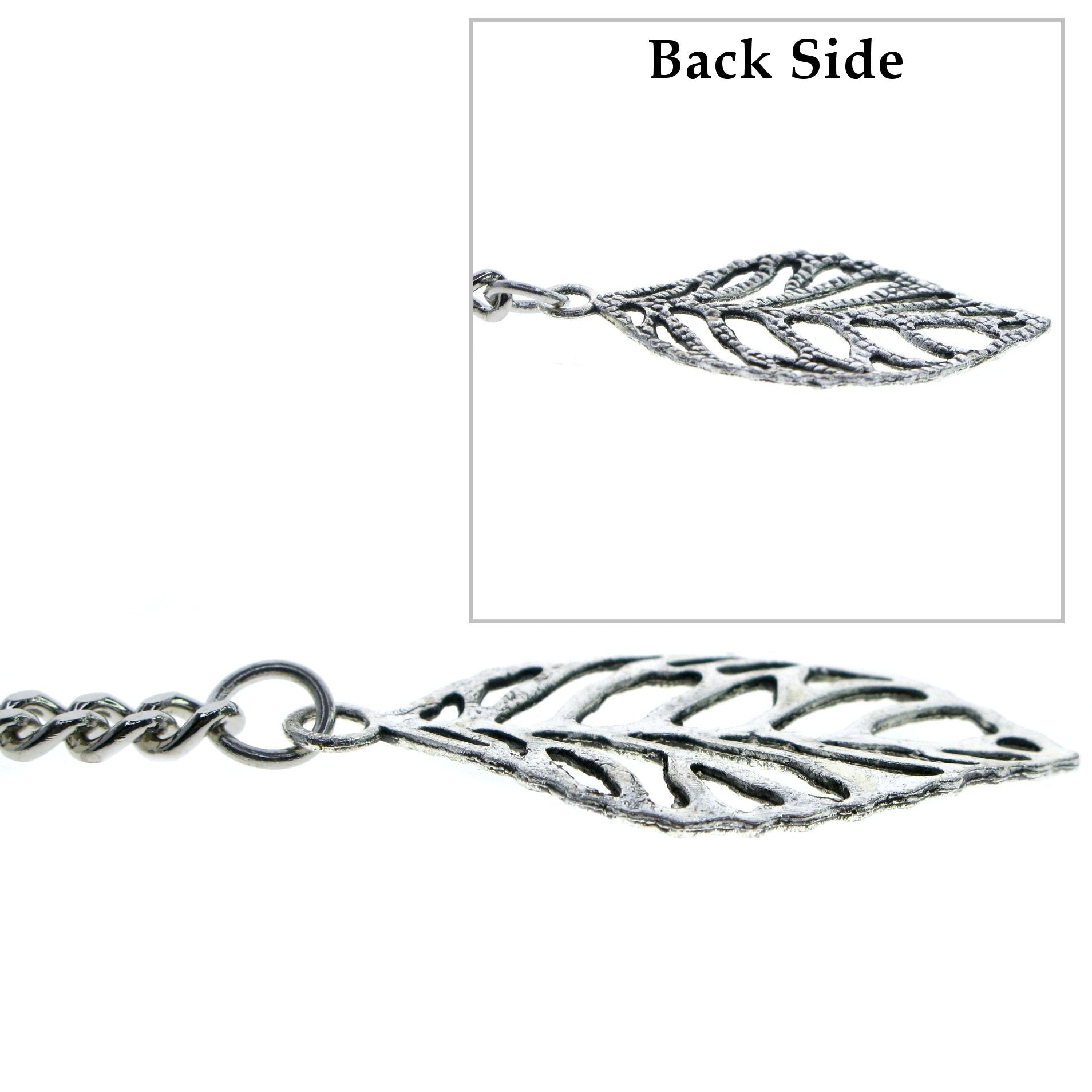 Silver Color Albert Chain with Leaf Design Fob AC118